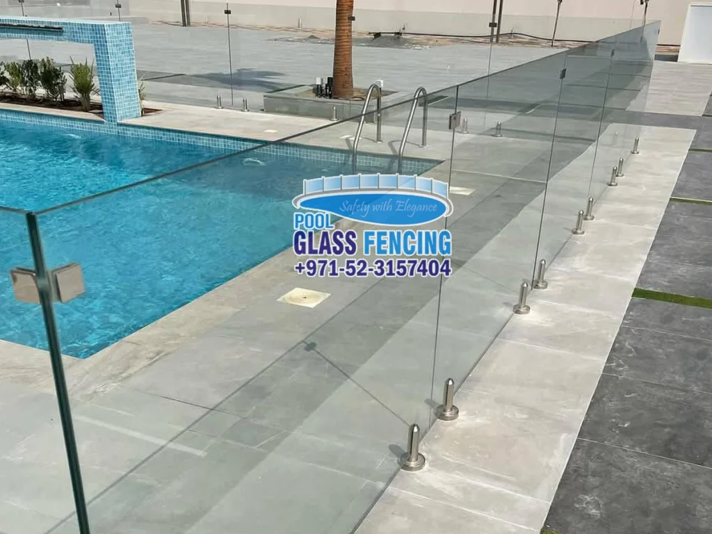 pool glass fencing in dubai with round spigots